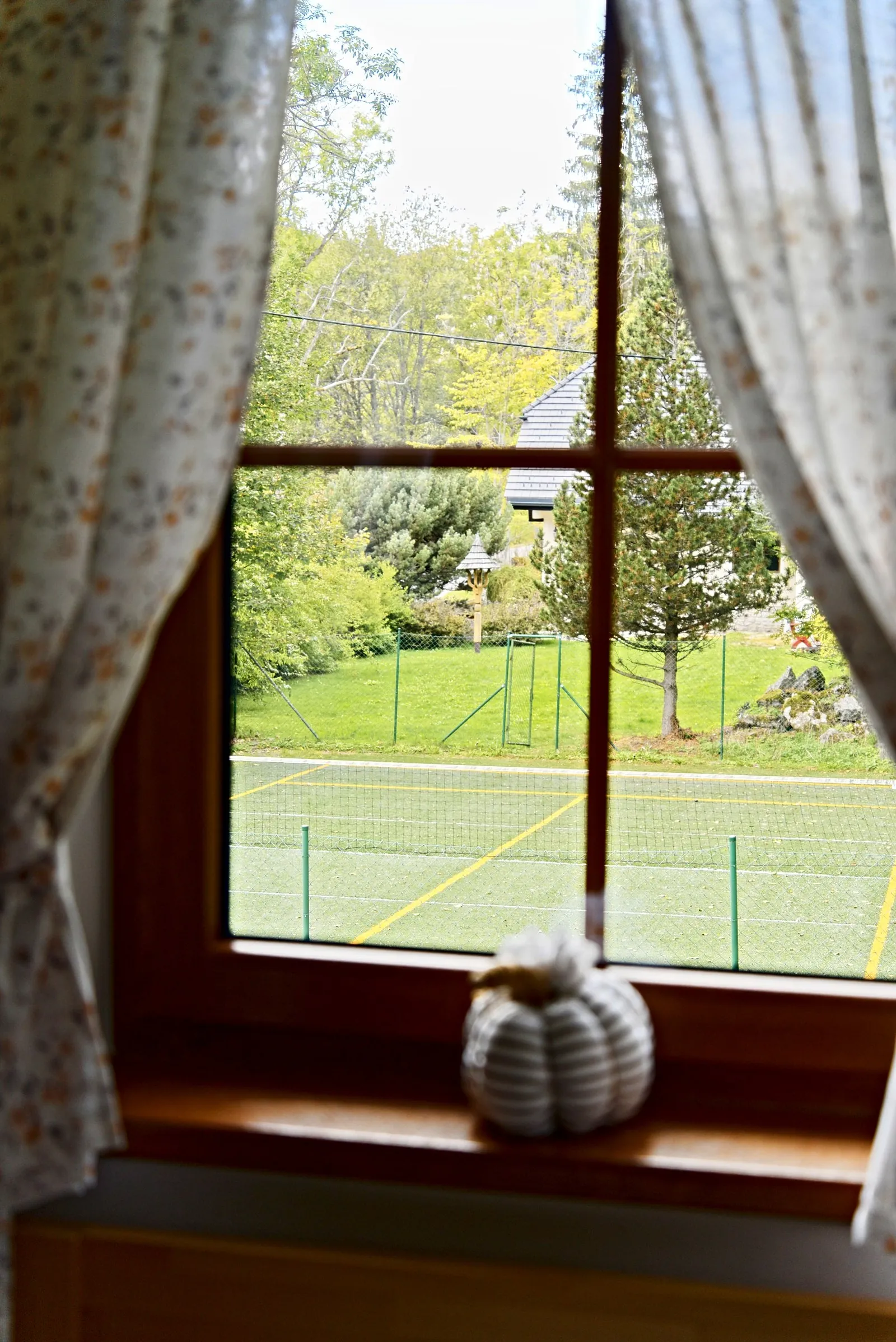 Výhled z okna Apartmánu 3 do zahrady